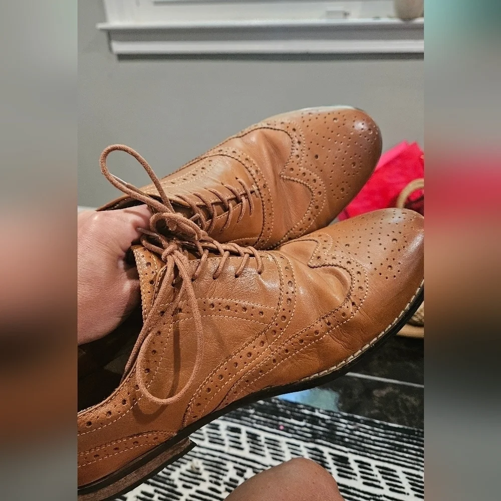 NUNN BUSH Leather TJ Wingtip Oxford Dress Shoes In Cognac. Size 11
